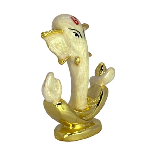 Image of Pearl White Anchor Ganesha |Perfect Idol for Car Dashboard, Office & Home |Siddhivinayak Murti for Balance, Good Luck & Success | Idol Gift for Home & Business| Height 3.3 Inch