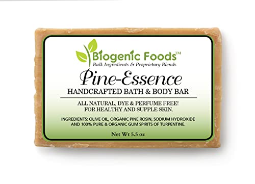 Biogenic Foods Pine-Essence Bath & Body Bar - 100% Natural Pine Gum Spirits of Turpentine Hand Crafted Soap, 5 oz bar