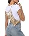 HDE Women's Metallic Mesh Sparkly Evening Bag Shiny Braid Knotted Shoulder Purse Mini Handbag Glitter Wedding Party Clutch Gold