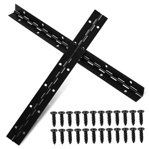 BESTonZON 2個 鉄製ピアノヒンジ ブラック 長尺耐摩耗蝶番 ネジ付 木製家具用キャビネット 箱 椅子対応