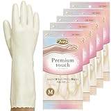 ファミリー [まとめ買い] プレミアムタッチ ビニール手袋 ヒアルロン酸 Mサイズ パールホワイト×5個 キッチン 食器洗い 掃除 洗濯 ビニール 手袋