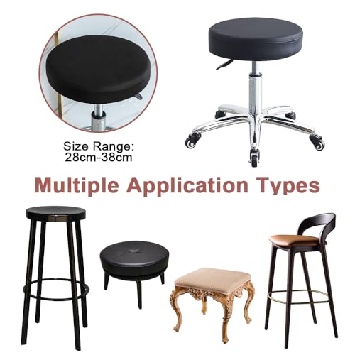 Miniatura 5 de Juego De Fundas De Asiento Y Cojín Redondas, Lavables Y Resistentes Al Polvo, Muy Elásticas, Para Silla Giratoria Y Taburete, Para Hogar Y Oficina