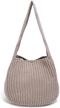 ENBEI Women's Shoulder Handbags Crocheted Bags Large knit bag Tote bag aesthetic for school cute Tote bags Beach Bag Tote