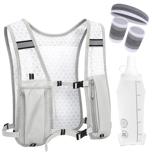 Gilet de course d'hydratation réglable avec gourde de 500 ml pour trail et running