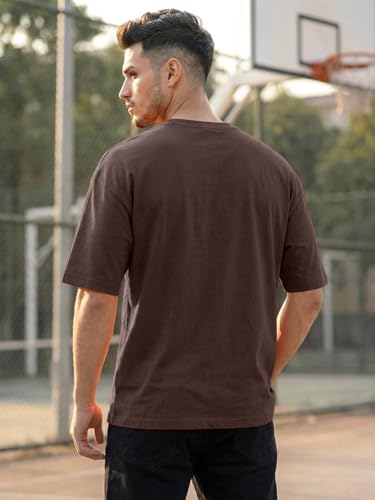 Image of LEOTUDE Men's Half Sleeve Round Neck Cottonblend Graphic Print Oversized Tshirt for Man