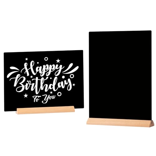 Hotyin 2 Stück Kreidetafel Aufsteller, A4 Kreidetafel mit Holzständer, Doppelseitige Acryl Tischtafel - Schiefertafel zum Beschriften für Hochzeit, Geburtstag, Restaurant & Café
