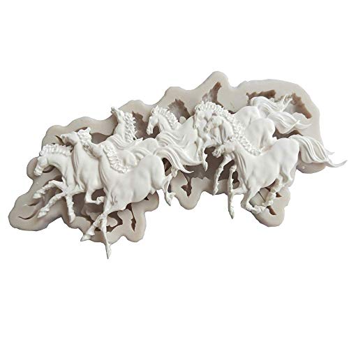 Image of FirstTry Animal Fondant Mould I 3D 7 Running Horses Shape Silicone Chocolate Mold I for DIY Handmade Cake Decor Polymer Clay Cookies Ice Cube Dessert Pastry Muffin Soap Resin Candle Art Crafts