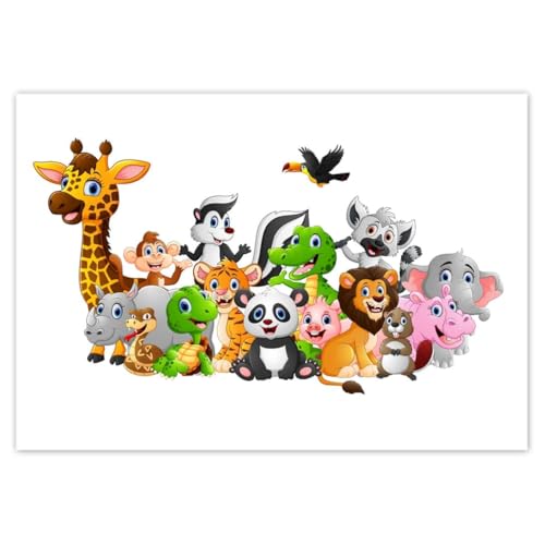 Papier peint intissé animaux joyeux lavable pour masquer les défauts du mur