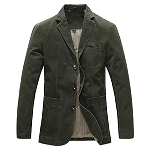 Allthemen Casual herenjas van blazer met 3 knopen van gewassen katoen