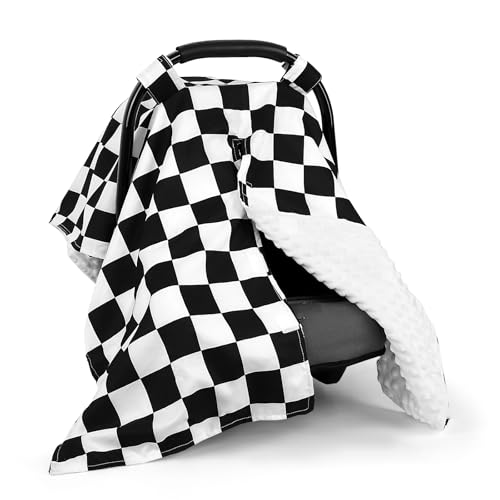DILIMI Minky Black Checkered Baby Cover