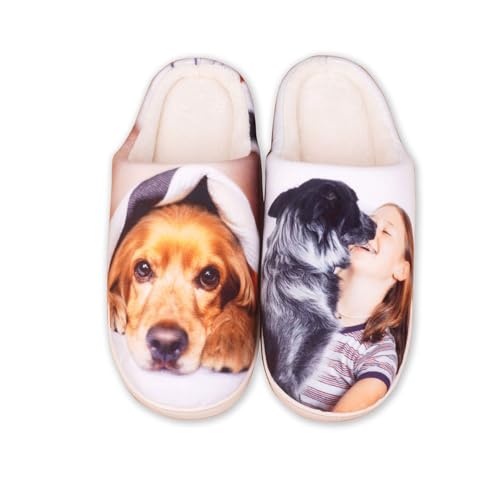 Custom Slippers for Women Indoor, Personalized Photo Slippers for Men Anti-Slip Sole Comfortable Fluffy House Slippers