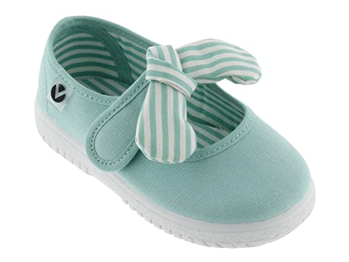 victoria Toddlers Slip On Canvas Bow Shoes, Mint,5 M US4