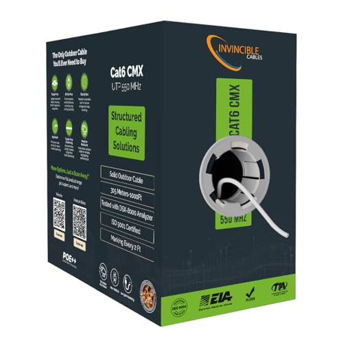 Câble CMX extérieur Cat6 UTP 305m en cuivre massif 23 AWG pour réseau haut débit longue distance