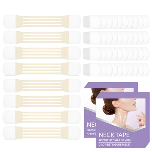 hommova 8 Pcs Face Lift Tape Invisible, Neck Tapes with 40 Replacement Patches, Facelift Tape for Lifting Sagging Skin Double Chin