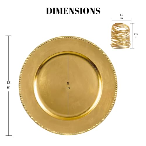 MYEventProducts-48-Pack-13-inch-Gold-Charger-Plates-24-with-Napkin-Rings-24-Heavy-Duty-Durable-Sturdy-Plastic-Chargers-for-Dinner-Plates-Plastic-plates-for-Wedding-Party-Supplies