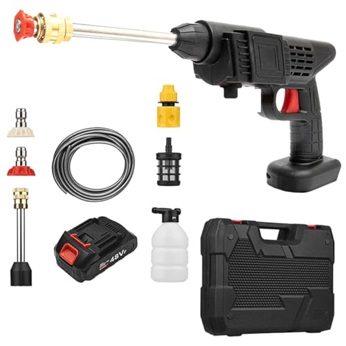 Lavadora Alta Pressão Lava Jato Portátil Sem Fio Recarregável Bivolt 127V 220V Limpeza Casa Apartamento Lavagem Carro Moto Split Preta Com Matela