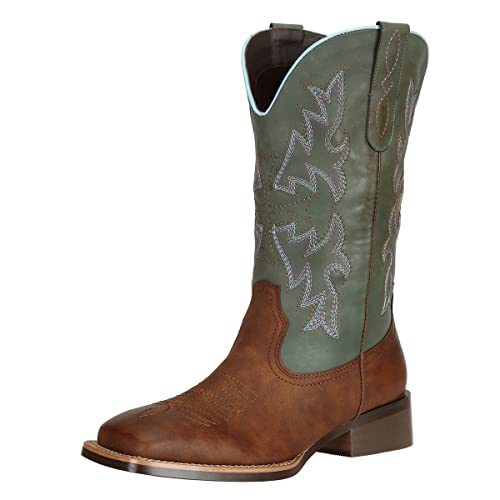 J's.o.l.e Women Cowgirl Boots Square Toe Wide Calf Ladies Fashion Cowboy Western Boots