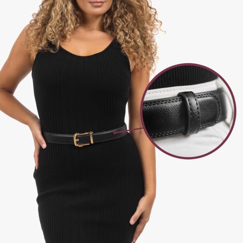 Bella Belts - Classic Belt - Silver Buckle - No Hole Ratchet Belt for Women - Adjustable Leather Belt - One Size Fits All (Bordeaux - Silver) by Bella - Used condition - Image 5