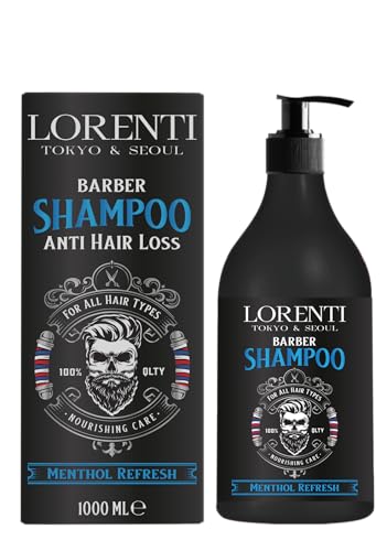LORENTI TOKYO & SEOUL Barber Shampoo Anti Caspa Men 1000 ml | Champú anticaspa para hombres | Ayuda contra la caspa, cuero cabelludo picante para hombre | mentol Refresh