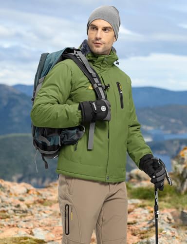 donhobo Herren Arbeitsjacke Winter Warme Übergansjacke Regenjacke Outdoorjacke Wasserdicht Atmungsaktiv Winddicht Softshelljacke, Grün, L