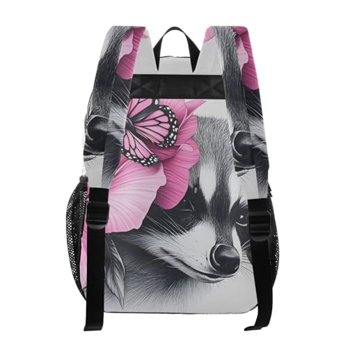 Clear Backpack Raccoon Flower Butterfly, PVC Transparent Bag with Large Capacity for Boys, Girls, Men, Women, See Through Bookbag for School Work College Travel3