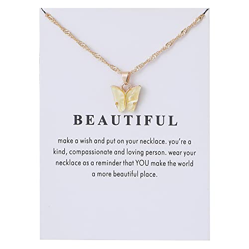 9 pcs Colorful Butterfly Pendant Necklace for Women Bohemian Acrylic Adjustable Retro Card Clavicle Chain Insect Animal Necklace Friend Friendship Party Jewelry Gift4