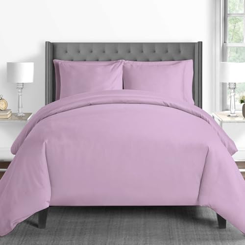 Pizuna 600 Fadenzahl aus Baumwolle Bettwäsche Neues Lila, 100% Langstaple Baumwolle Bettbezug und Kissenbezug, 100% Baumwolle Mako Satin 2-Teilig Bettwäscheset 155x220 + 80x80 Neues Lila