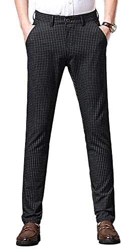 Yukirtiq Homme Élégant Pantalons de Casual à Carreaux Extensible Pantalon Chino Élastique Jogging Été Pantalon d'affaires Cover
