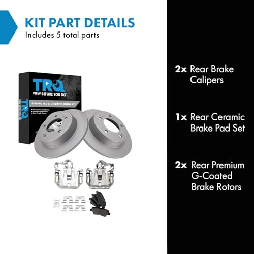 Image of TRQ Rear Brake Pad & Rotor Kit Ceramic Premium G-Coated Compatible with 2013-2016 Hyundai Elantra GT 2012-2016 Veloster