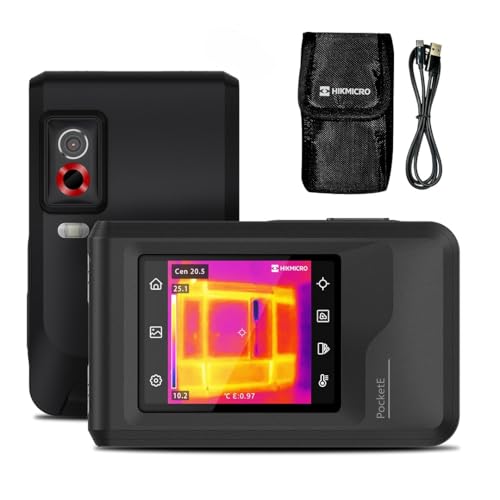 HIKMICRO PocketE Thermal Imaging Camera 240 x 240 SuperIR High Resolution with Visual Camera, SuperScene™, 25 Hz, Thermal Camera with Wi-Fi, 3.5" Touch Screen, 96 x 96 IR Resolution, -4°F to 662°F