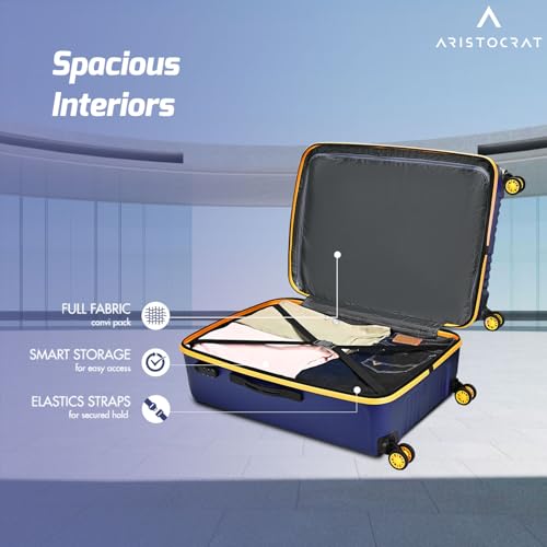 Image of Aristocrat Vortex Plus | Set of 3 Trolley Bag, 55+65+75 Cm, Small+Medium+Large Hardside Luggage | 8 Wheels, Combination Lock | Polycarbonate | 3 Year International Warranty | Midnight Blue