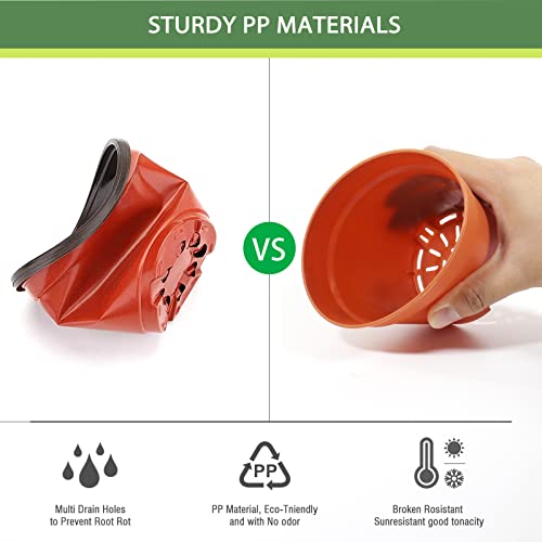 Olisx 12 Pack 4 Inch Plastic Planters, Seedlings Plant Nursery Pots With Drainage Holes And Saucers For Plants Flowers Succulent And All House Plants, Terracotta #TOP5