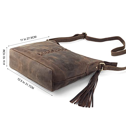 Image of Goatter Hunter Leather 12 inch Inch Sling Cross-Bodybag /Shoulder Bag For Girls And Women - Brown