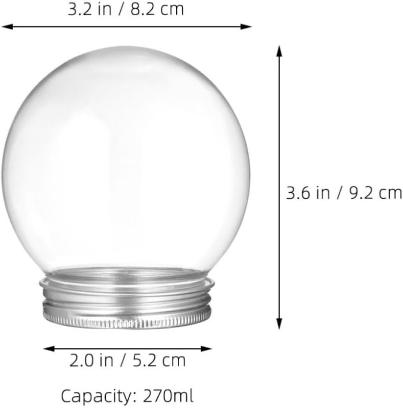 6pcs Fillable Snow Globe Craft Kit 270ml Plastic Dome