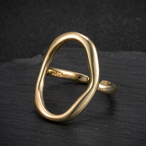 Oval Round Loop Open Statement Ring for Women 18K Gold Plated Minimalist Rings Fashion Elegance Adjustable Oval Ring Wedding Jewelry for Women4