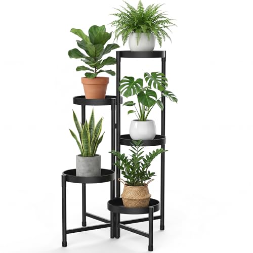 Valyrane Support Plantes Interieur Métal 5 Niveaux, Porte Plante Moderne, Etagere Plantes丨Tabouret Plante pour Déco Salon, Balcon et Jardin