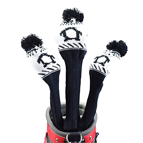 Hauni Streifen gestrickte Golfschlägerhauben, 3-teiliges Set, 1 3 5 Driver und Fairway HeadCovers, passend für 460 cc Fahrer Cover