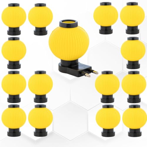Image of Hi-Plasst Yellow LED Night Lamp with Plug - Compact 0 Watt Bulb Lamp for Wall, Bedroom, Study or Bedside Table Lighting - Set of 15