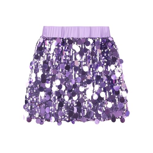 Girls Sparkly Sequin Skirt with Short Lining Toddler Kids Elastic Waistband Mini Pencil Skirt