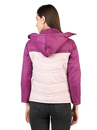 Image of CHKOKKO Polyester Women's Winter Standard Length Quilted Jacket Light Plum Baby Pink S, Small