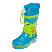 Playshoes Rain Boot Wellies Fire Crocodile Wellington Rubber, Blue (Blau/Gruen 791), 6 UK Child