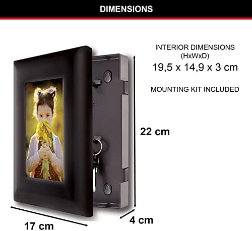 Master Lock Hidden Safe (Picture Frame, 5 Key Hooks), Black, Medium