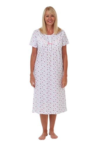 Marlon Women's Maria Cotton Jersey Nightie, Pink, 24-26