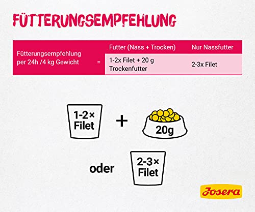JOSERA Filet Huhn mit Rind (16 x 70 g) | Adult | Premium Nassfutter für ausgewachsene Katzen | Huhn & Rind mit 40% Hühnerfilet | getreidefrei | Katzenfutter nass im Frischebeutel | 16er Pack