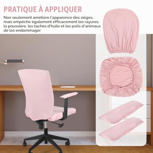 Dermalyx 4 Pièces Ensemble de revêtement de Fauteuil de Bureau Universelle Protection Siège élastique de Chaise Bureau Armrests revêtements de siège de Bureau Dosière pou – vue 6