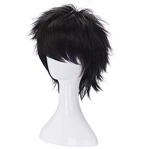 Morvally Short Messy Black Heat Resistant Synthetic Hair Wigs for Cosplay Halloween Anime, 22.5 inches - Image 3