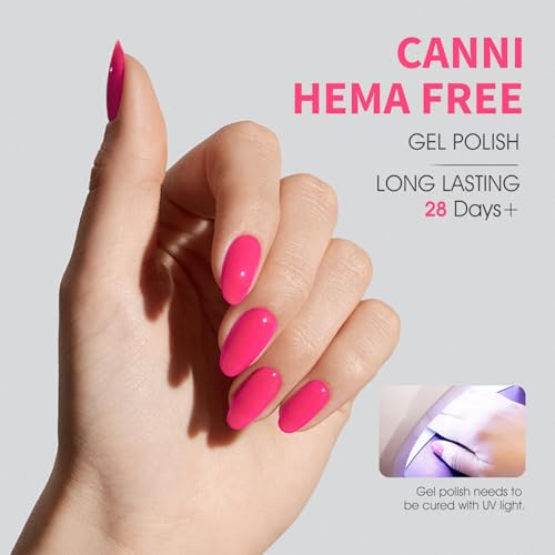 Image of CANNI Neon Pink Gel Nail Polish, 1Pcs Hot Pink Gel Polish Color Soak Off U V Nail Manicure Salon DIY at Home