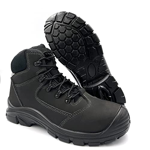 Men's Steel Toe Boots Safety Boots for Construction Punch Proof Oil Resistance Static Dissipative Leather Steel Toe Shoes2