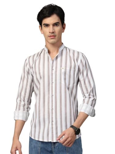 Image of Majestic Man Men's Pure Cotton Mandarin Collar Slim Fit Casual Shirt