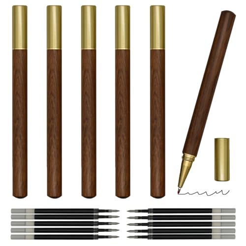 Set de 6 bolígrafos rollerball de madera y metal Maydahui miniatura 1